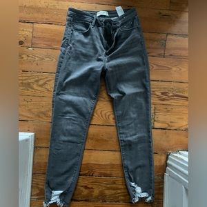 Abercrombie and Fitch super skinny ankle Jean - dark grey with ankle fray